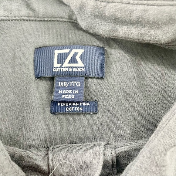 Cutter & Buck Pima Cotton Soft Long Sleeve Preppy Polo Gray 1X Big and Tall - Picture 10 of 12